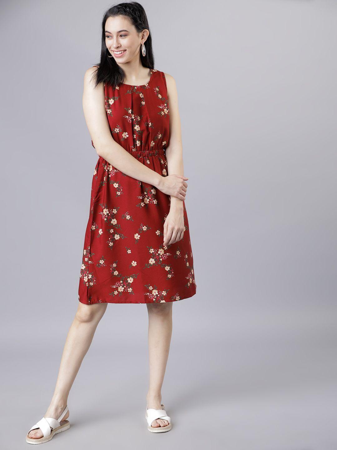 tokyo talkies women red blouson dress