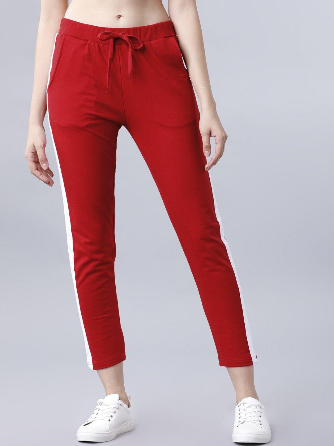 tokyo talkies women red solid casual track pant