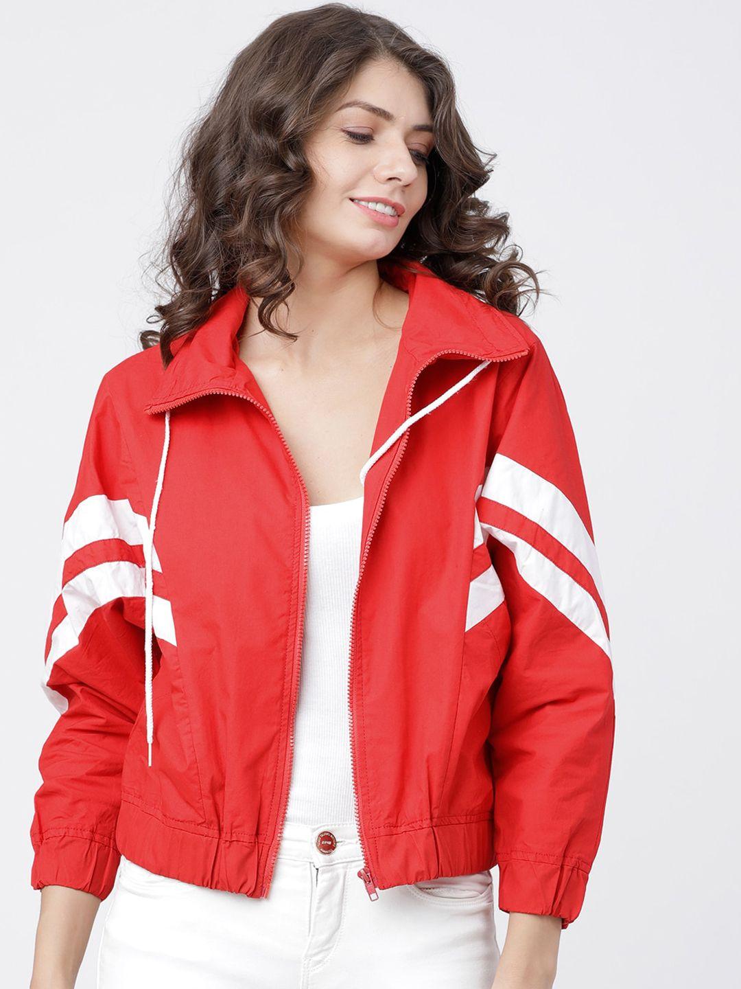 tokyo talkies women red striped tailored jacket