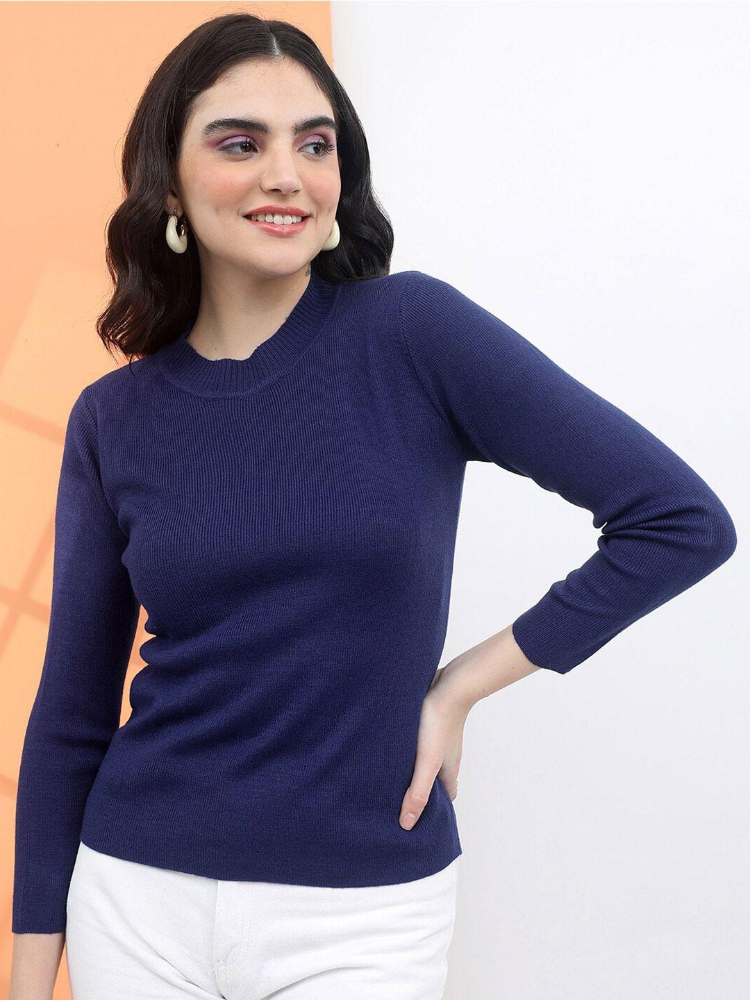 tokyo talkies women round neck acrylic pullover sweater