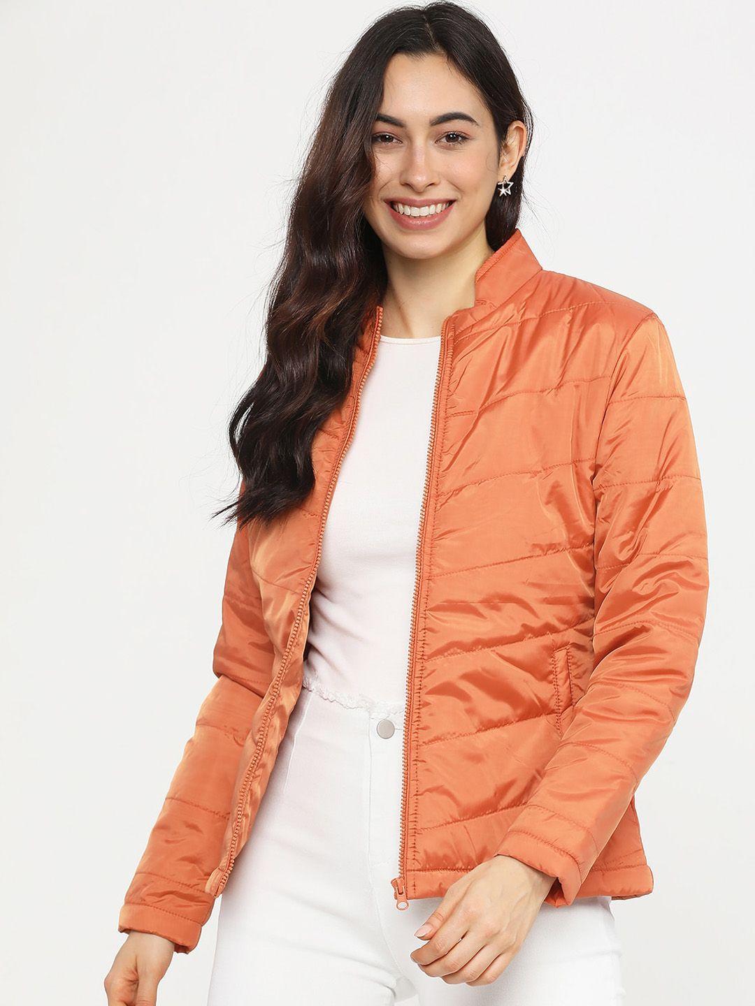 tokyo talkies women rust orange padded jacket