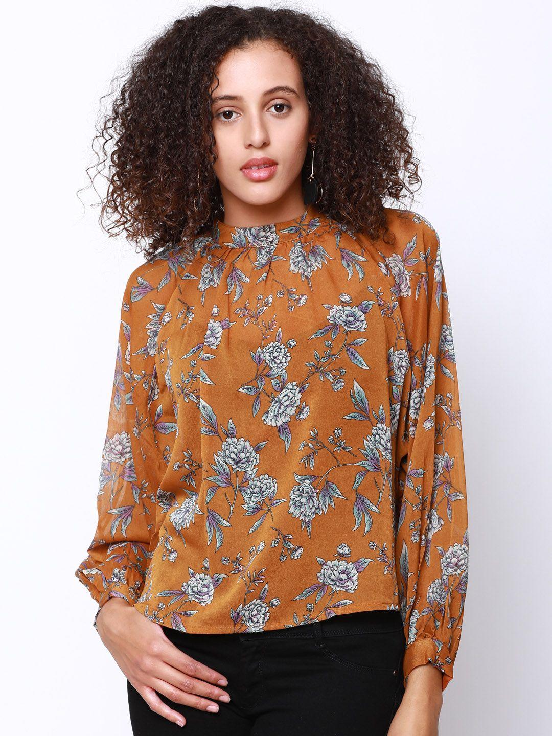 tokyo talkies women rust printed top