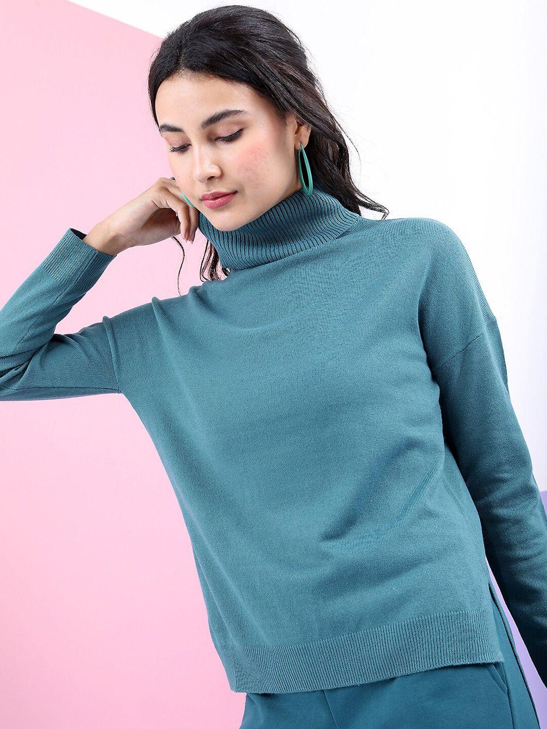 tokyo talkies women teal pullover