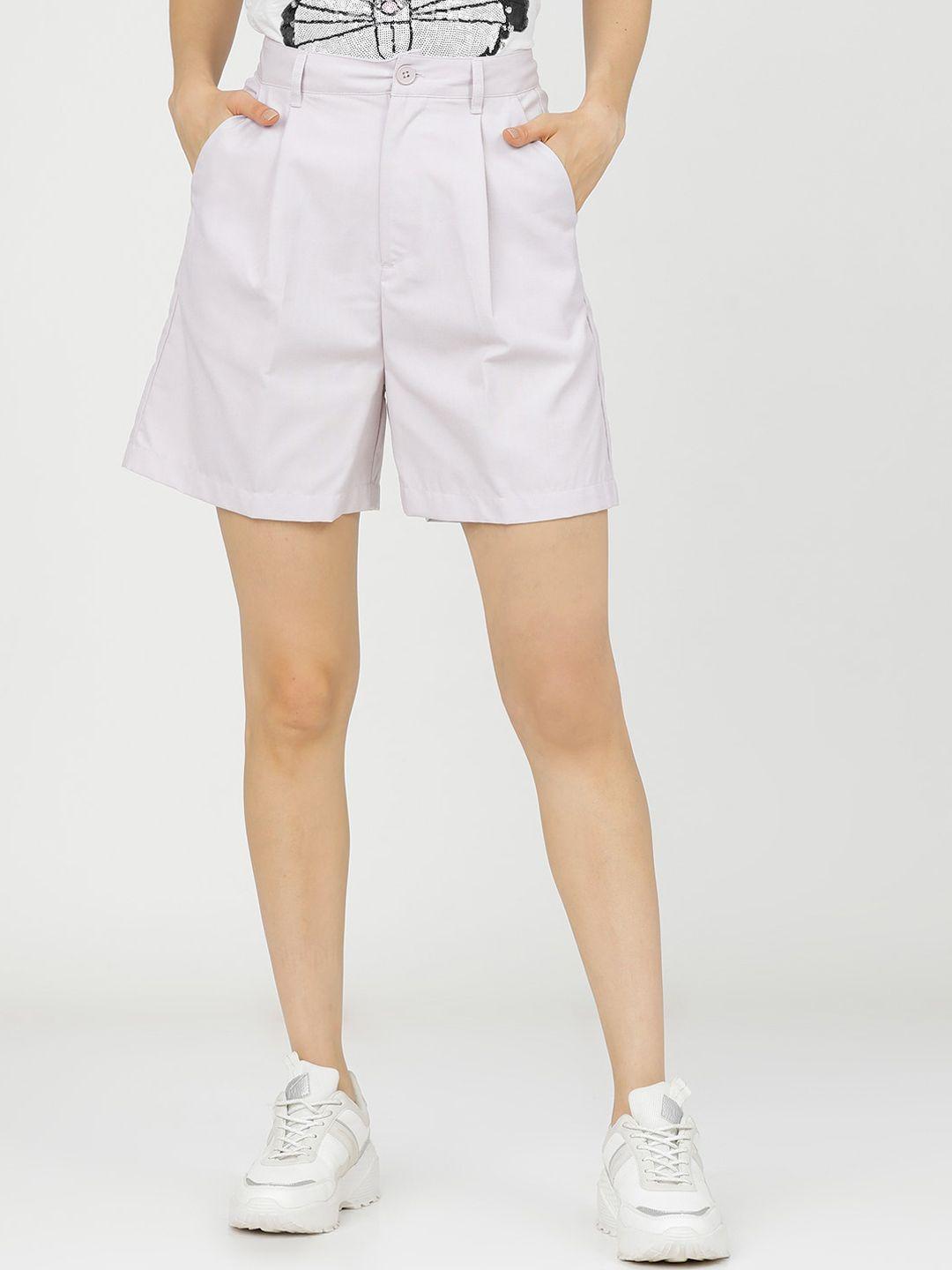 tokyo talkies women white high-rise regular shorts