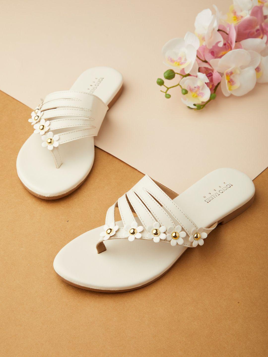 tokyo talkies women white open toe flats