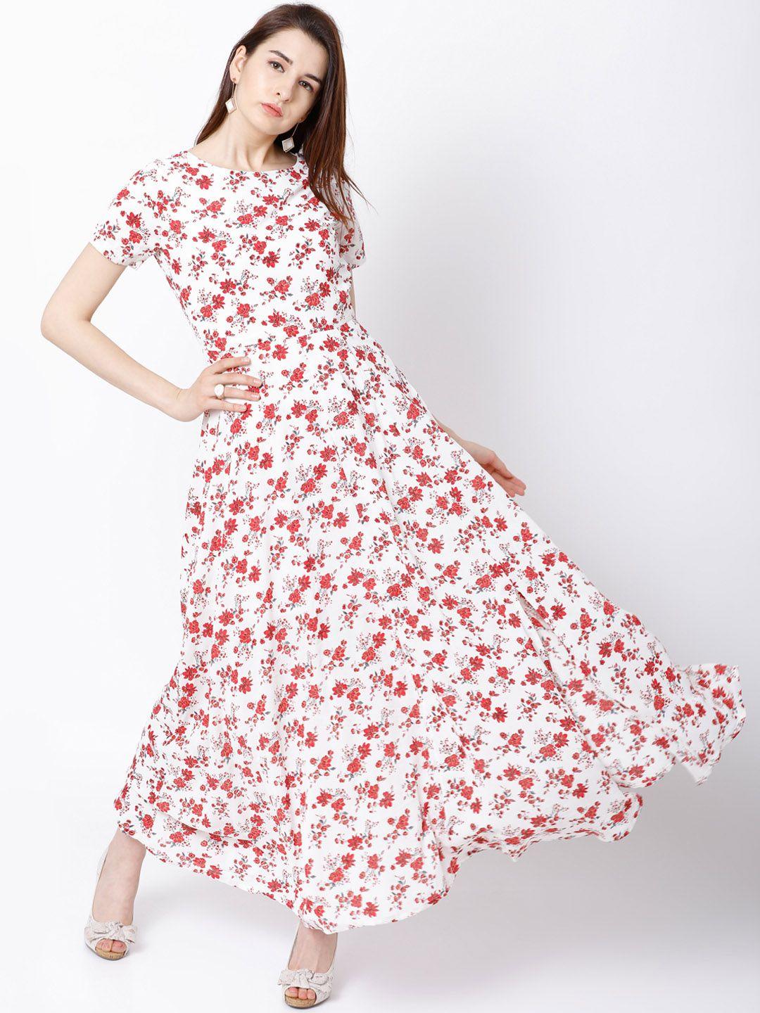 tokyo talkies women white printed fit and flare dress