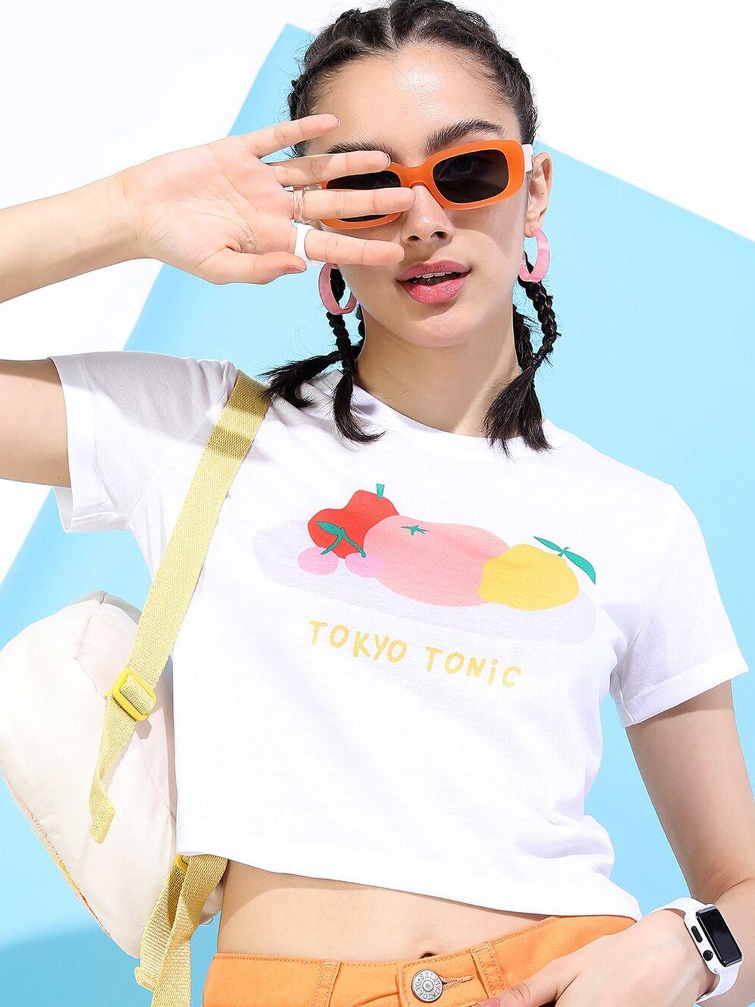 tokyo talkies women white slim fit t-shirt