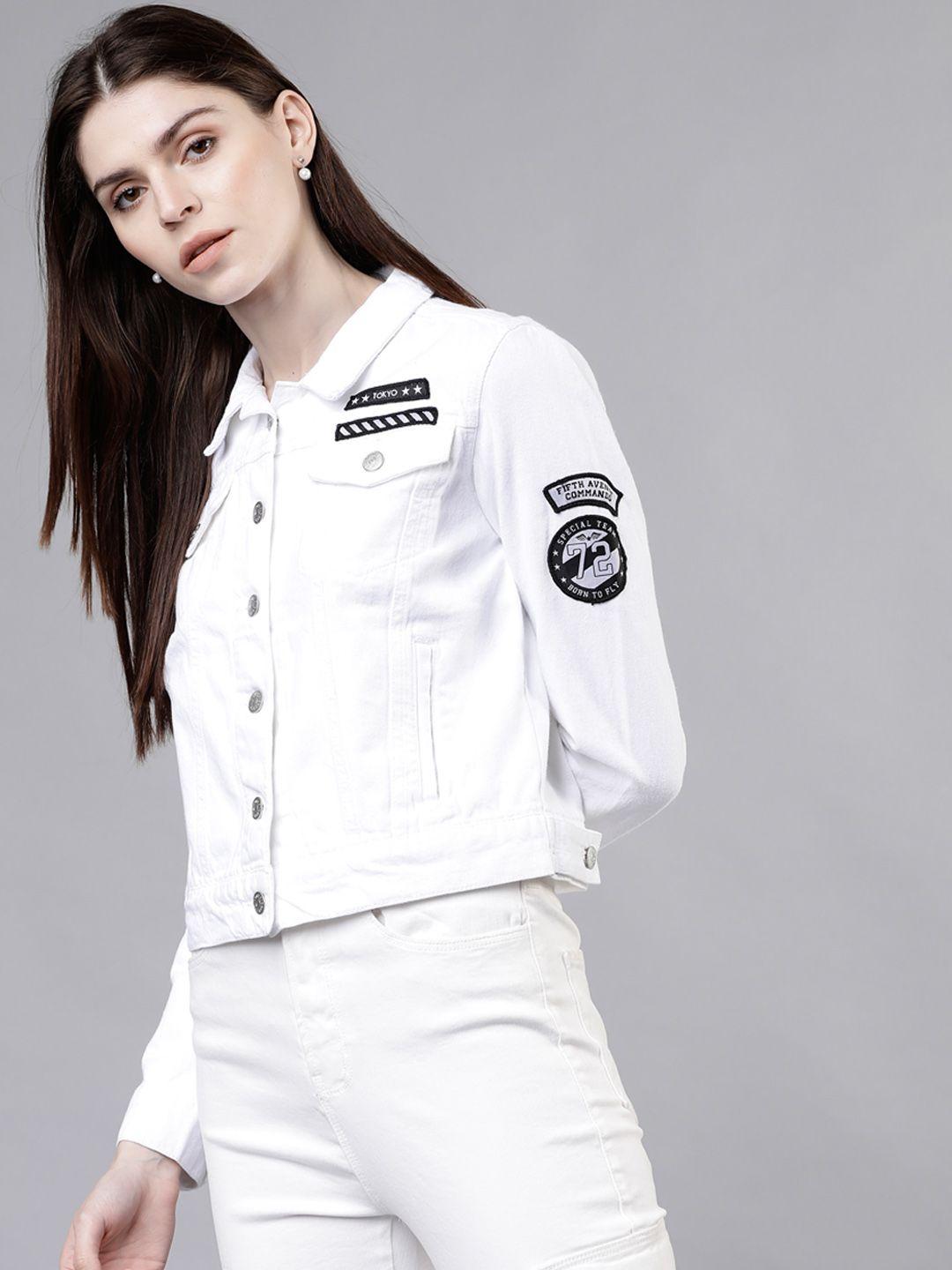 tokyo talkies women white solid jacket