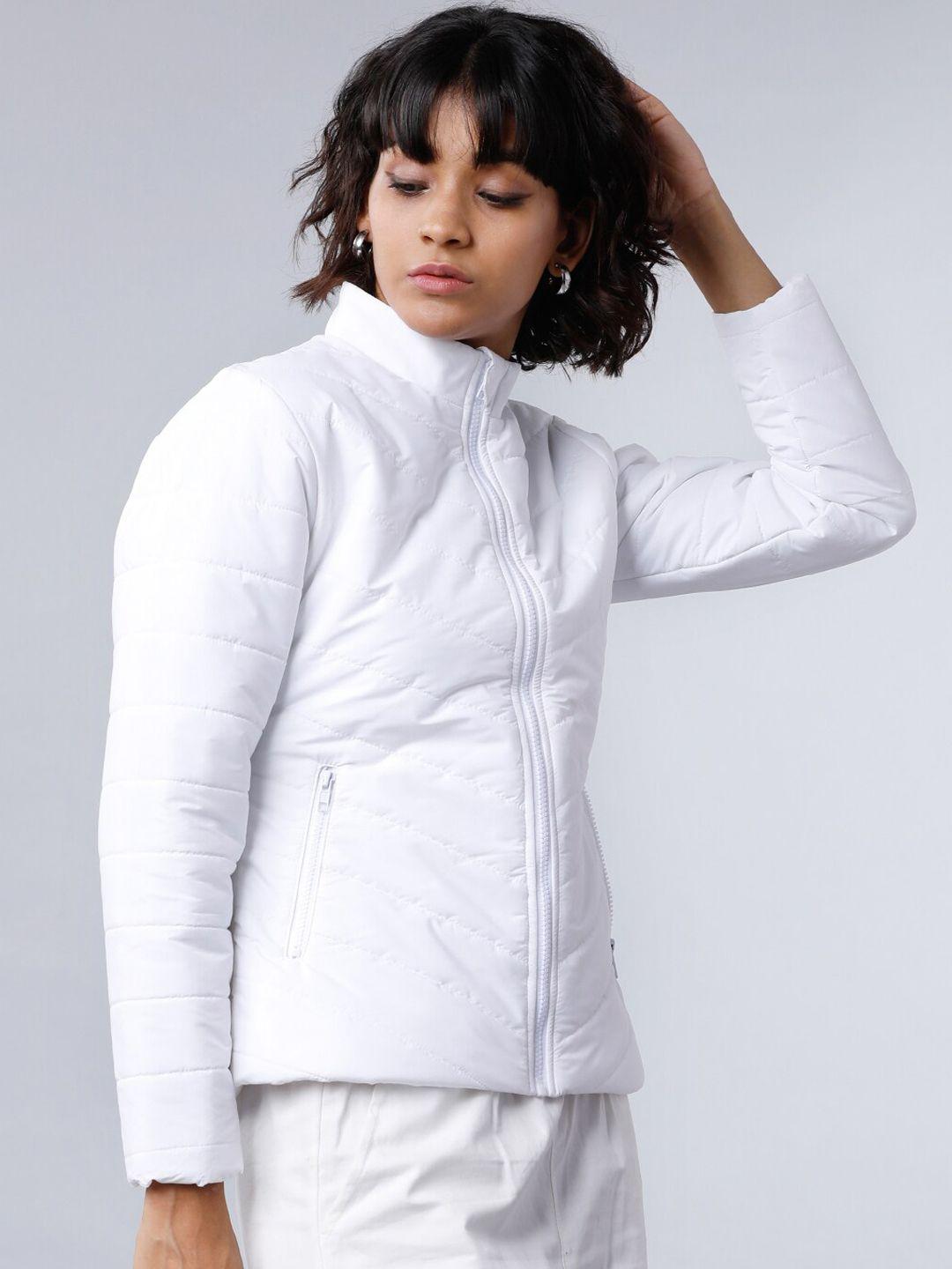 tokyo talkies women white solid puffer jacket