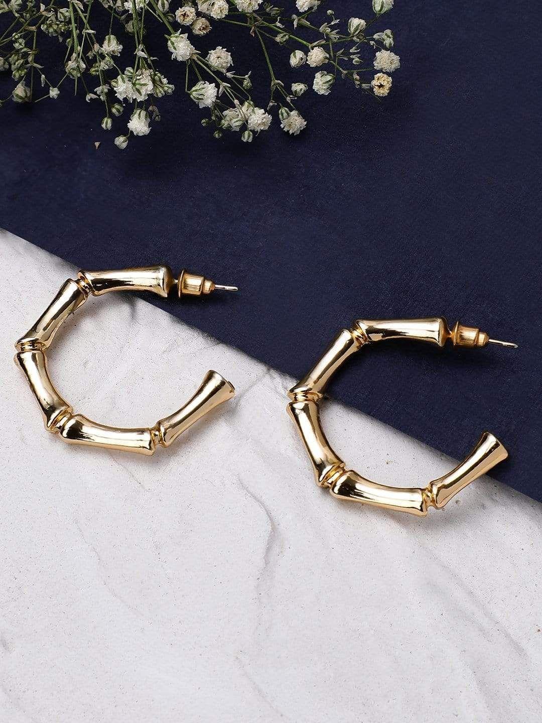 tokyo talkies x rubans fashion accessories gold-plated  crescent shaped half hoop earrings
