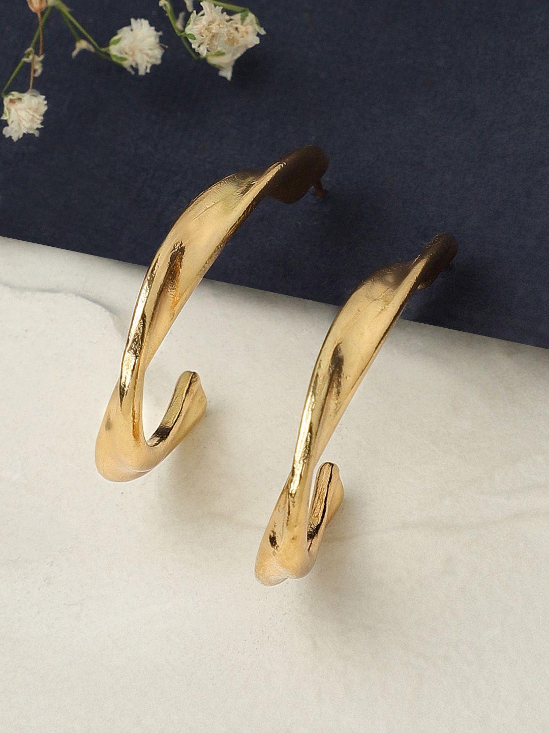 tokyo talkies x rubans fashion accessories gold-plated handcrafted half hoop earrings
