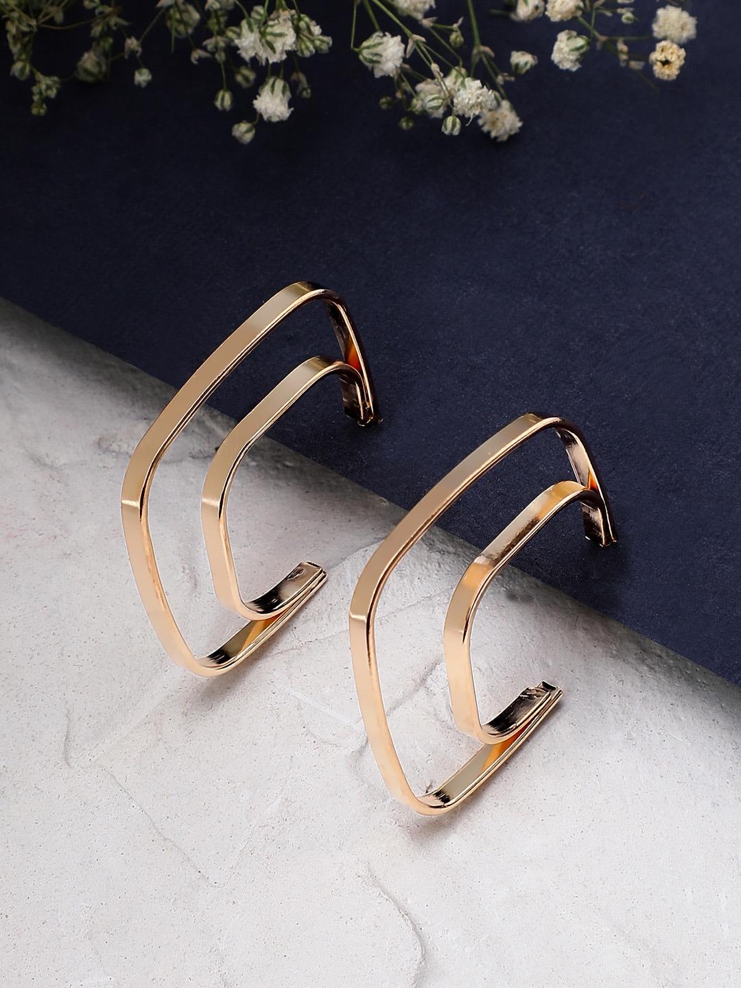 tokyo talkies x rubans fashion accessories gold-toned geometric half hoop earrings