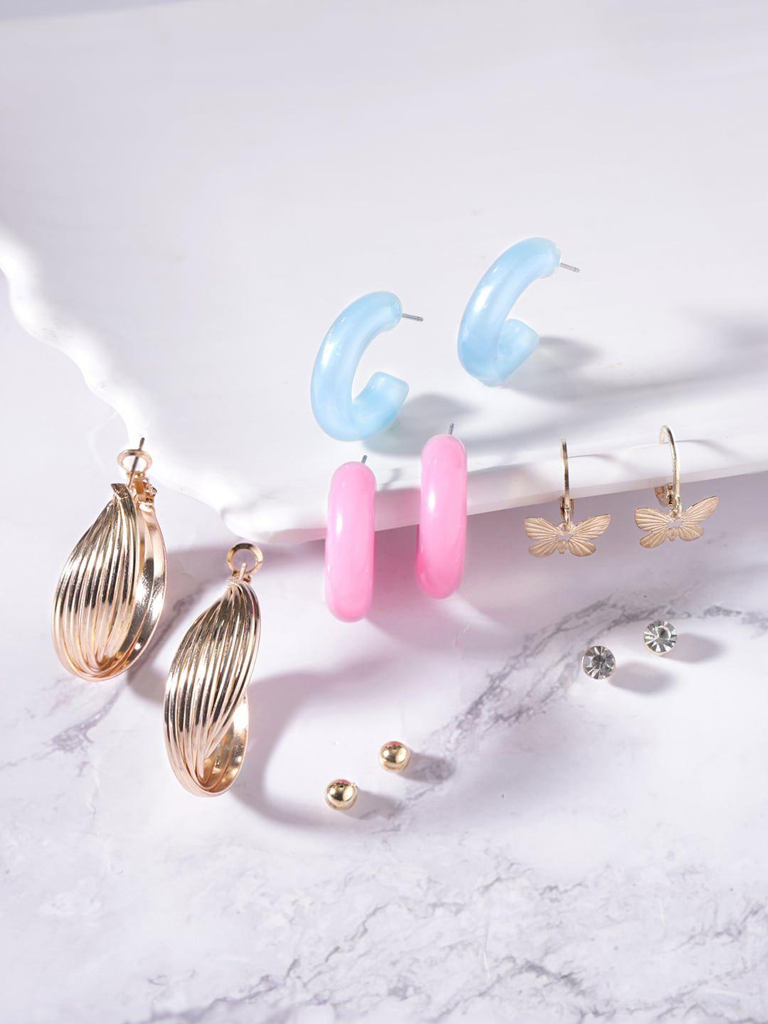 tokyo talkies x rubans fashion accessories set of 6 hoop & stud earrings