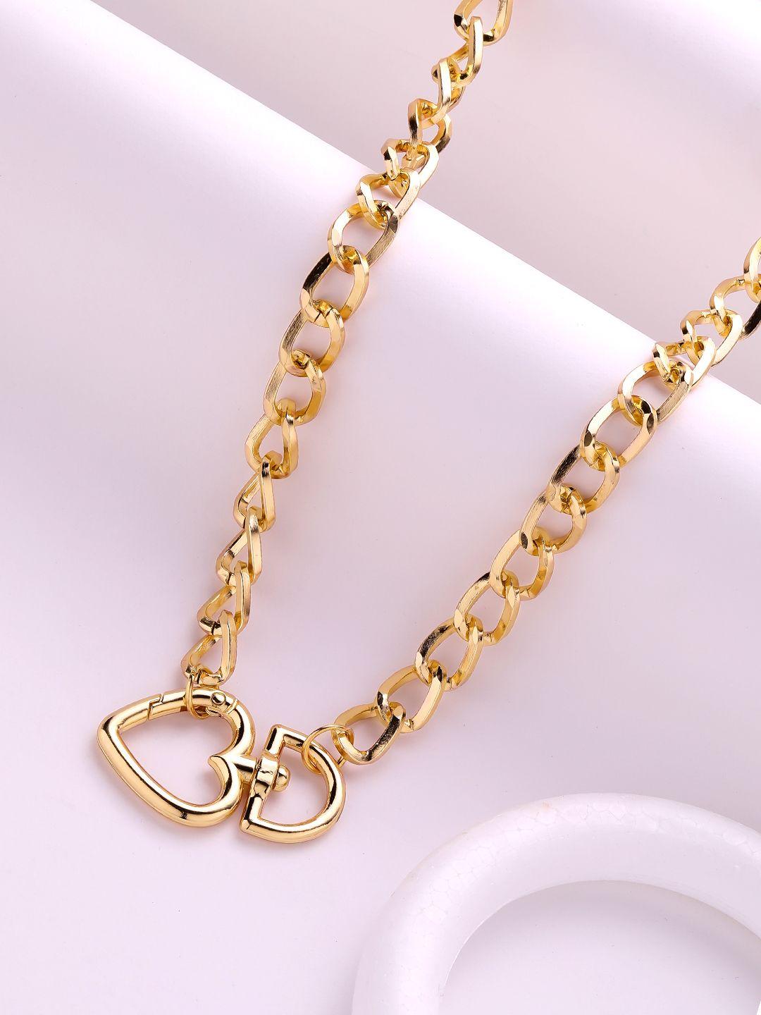 tokyo talkies x rubans gold plated handcrafted heart shape interlinked  chain necklace