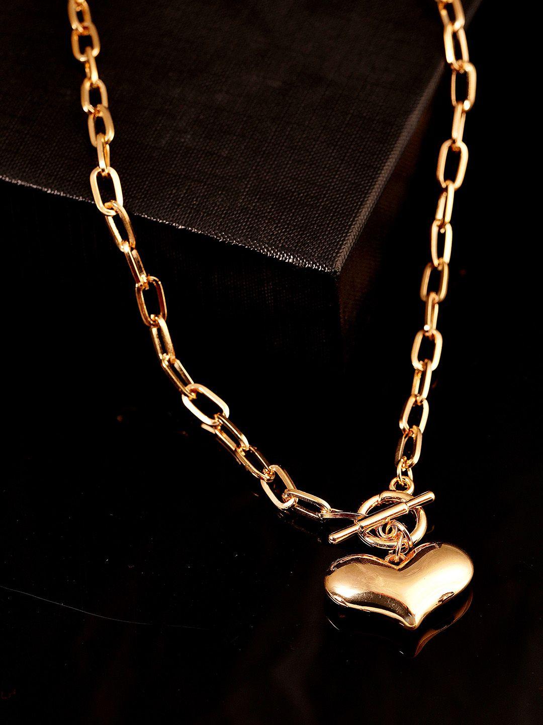 tokyo talkies x rubans gold plated handcrafted heart shape interlinked chain necklace