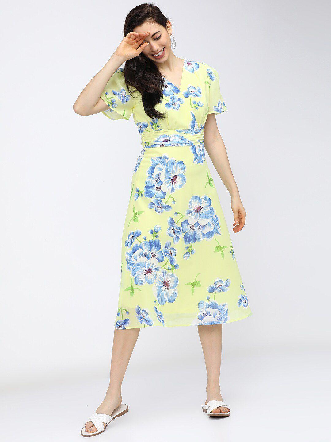 tokyo talkies yellow floral midi dress