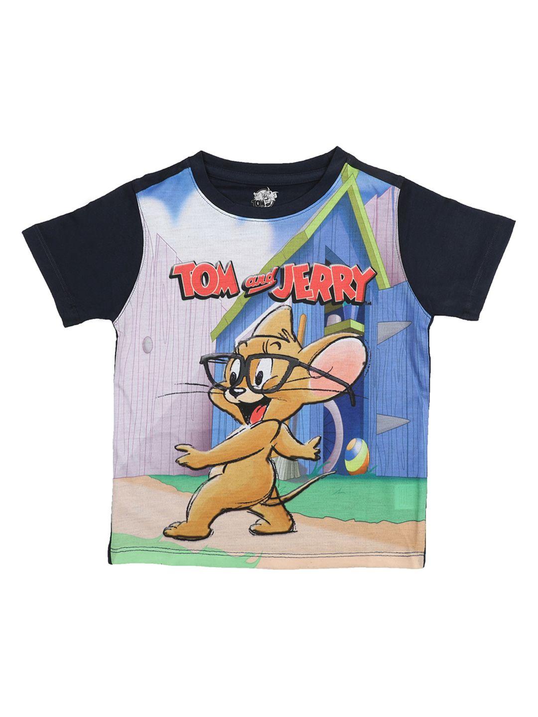 tom & jerry boys multicoloured printed round neck t-shirt