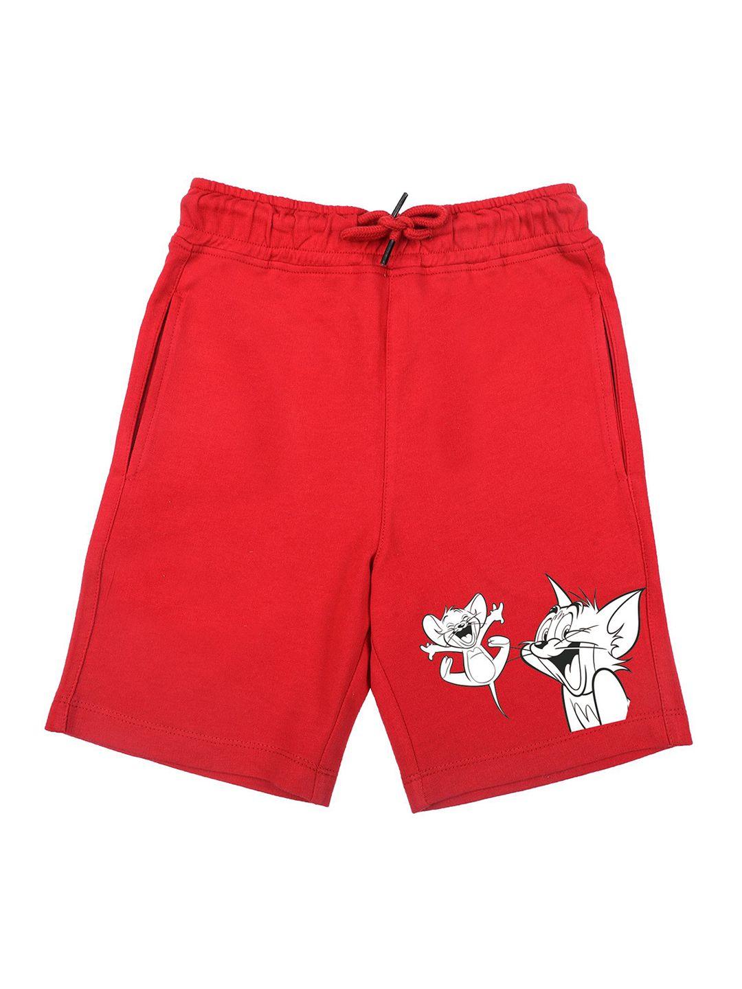tom & jerry by wear your mind boys red & white tom & jerry printed shorts