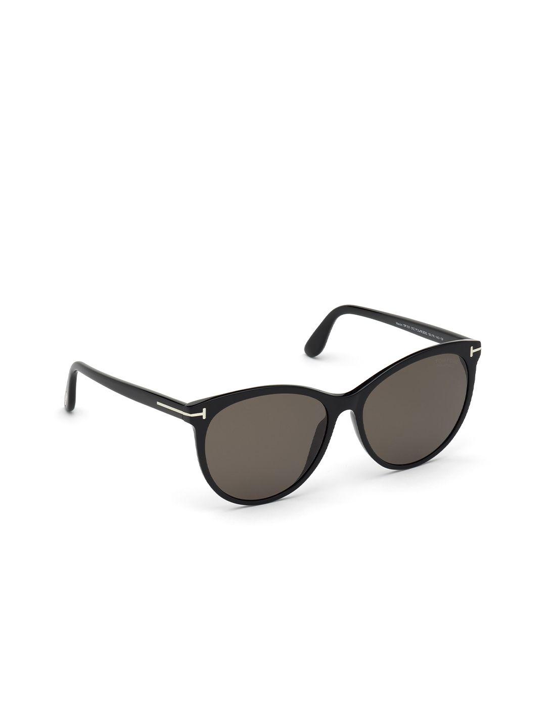 tom ford women grey & black oval sunglasses
