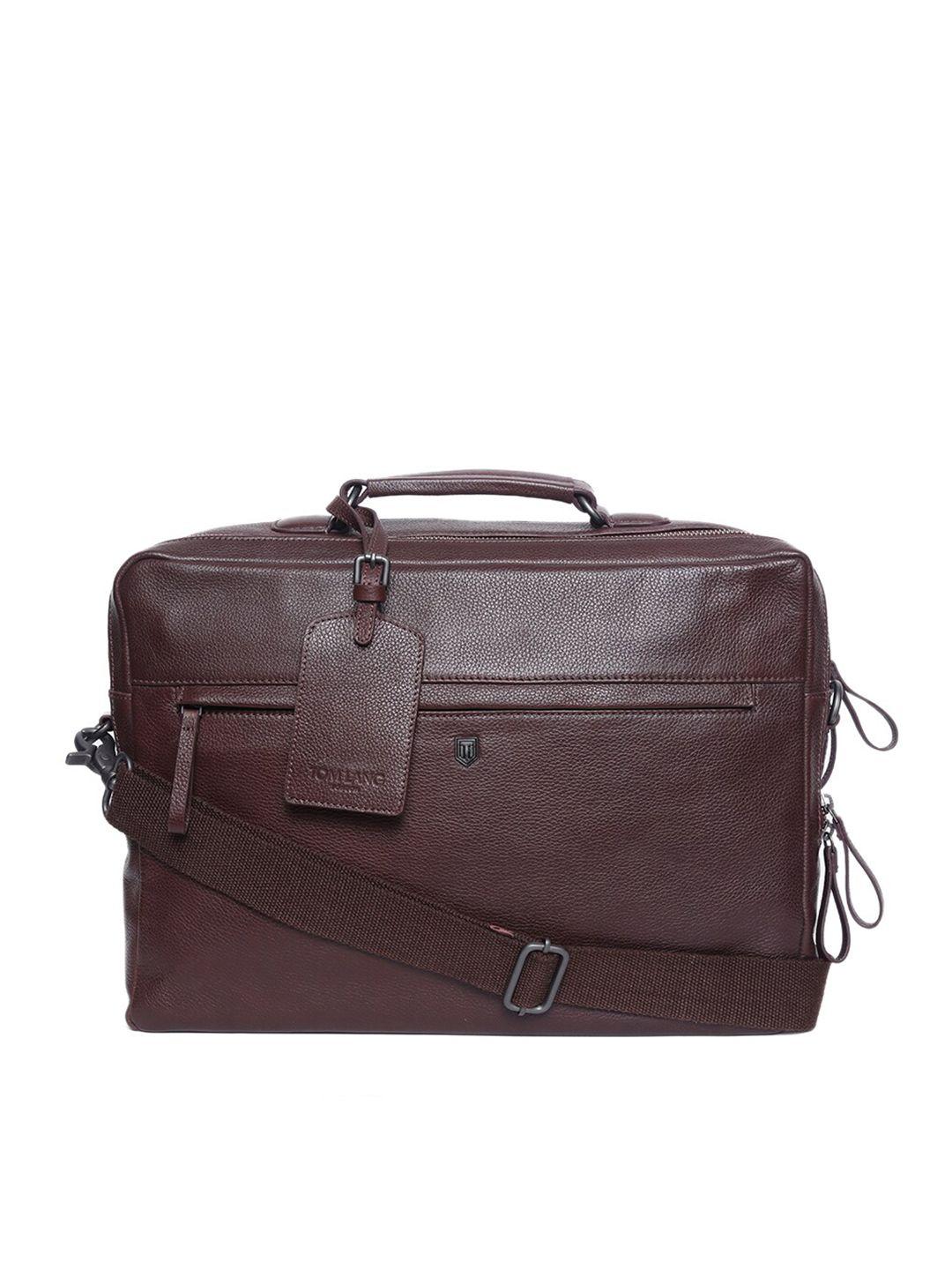tom lang london unisex burgundy leather laptop bag