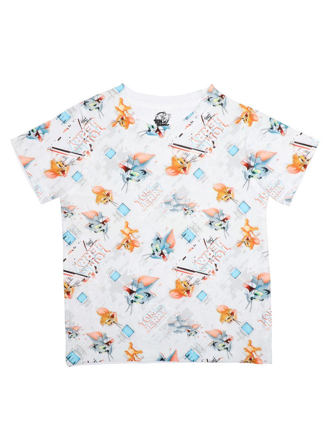 tom & jerry boys multicoloured printed round neck t-shirt