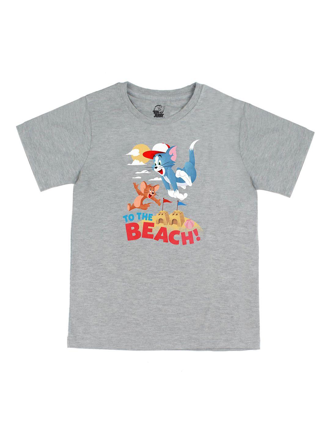 tom & jerry by wear your mind boys grey & pearl blue biker polo collar raw edge t-shirt