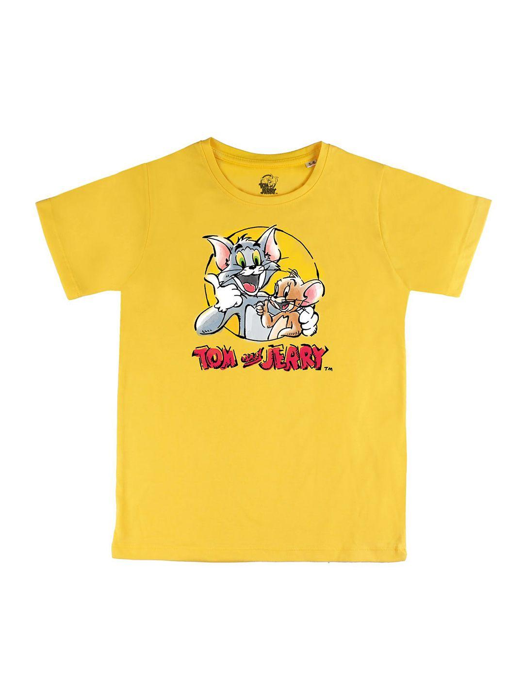 tom & jerry by wear your mind boys yellow printed t-shirt