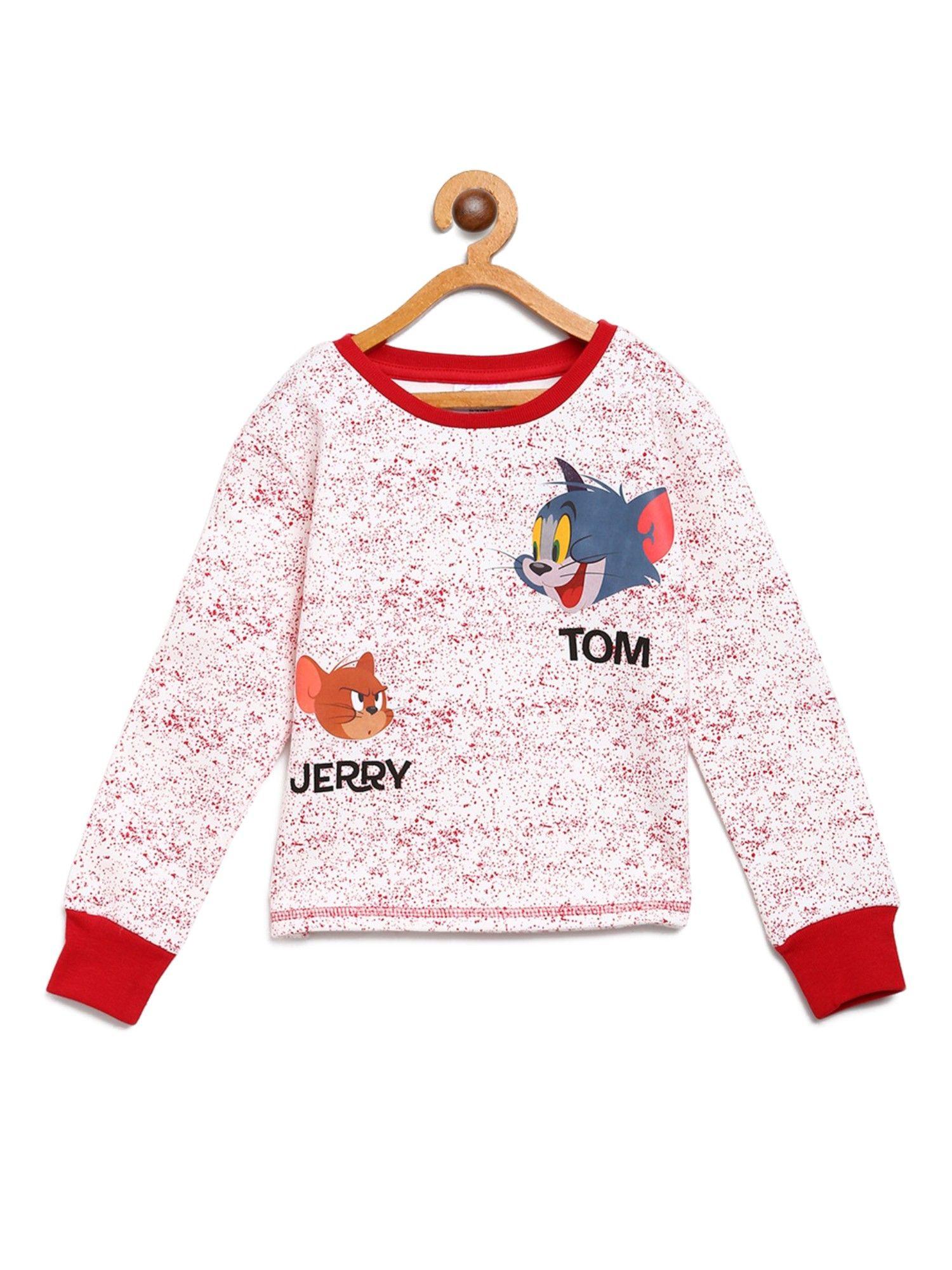 tom & jerry kids boys white/mars red sweatshirt