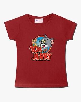 tom & jerry print crew-neck t-shirt