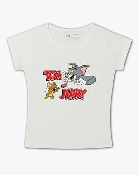tom & jerry print crew-neck t-shirt