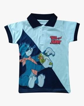 tom & jerry print polo t-shirt