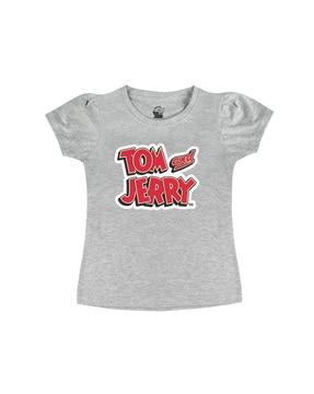 tom & jerry print round-neck t-shirt