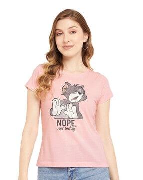 tom & jerry print round-neck t-shirt