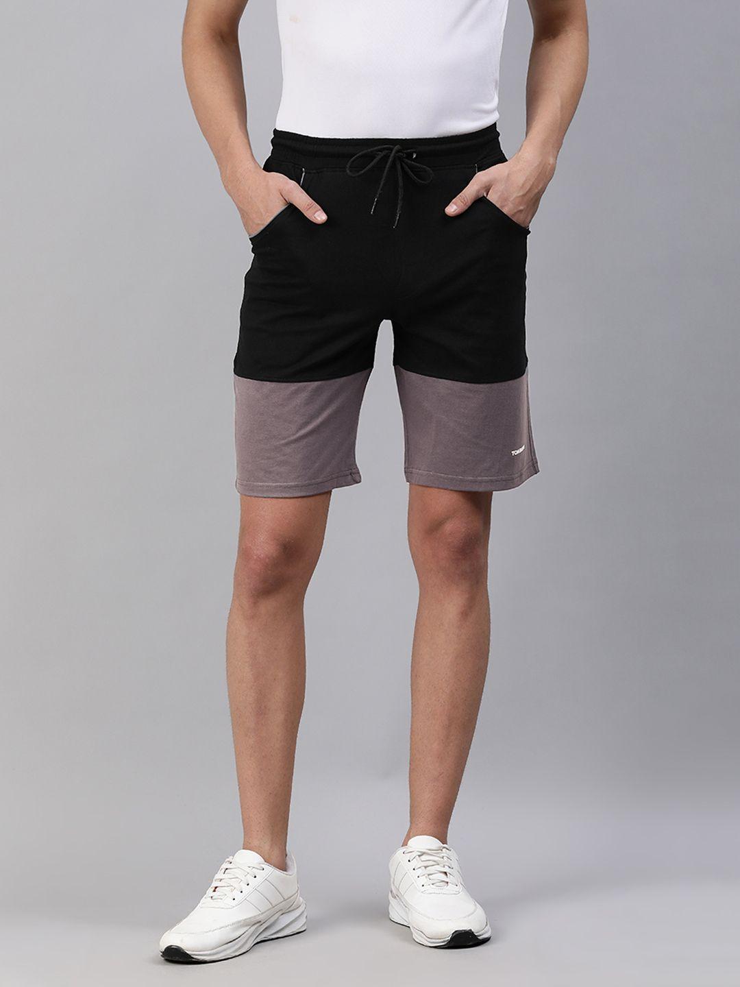 tom burg men black colourblocked regular shorts