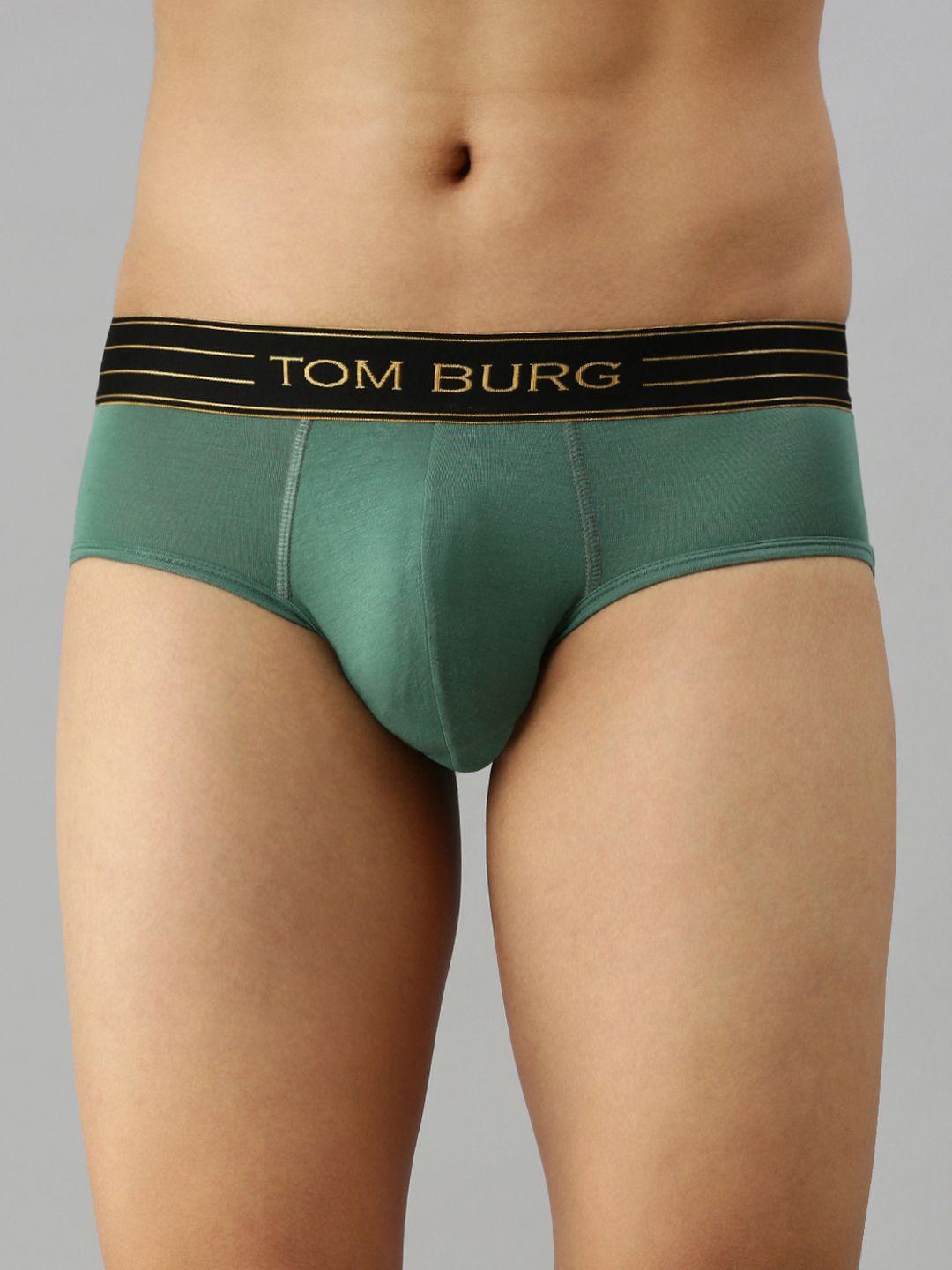 tom burg men green solid briefs 3012