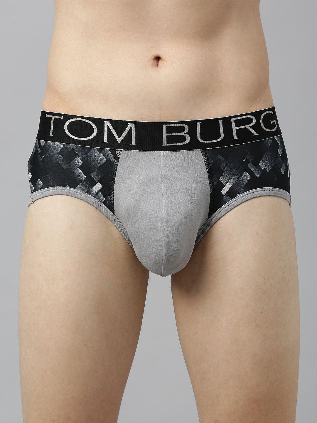 tom burg men grey & black colourblocked brief 104