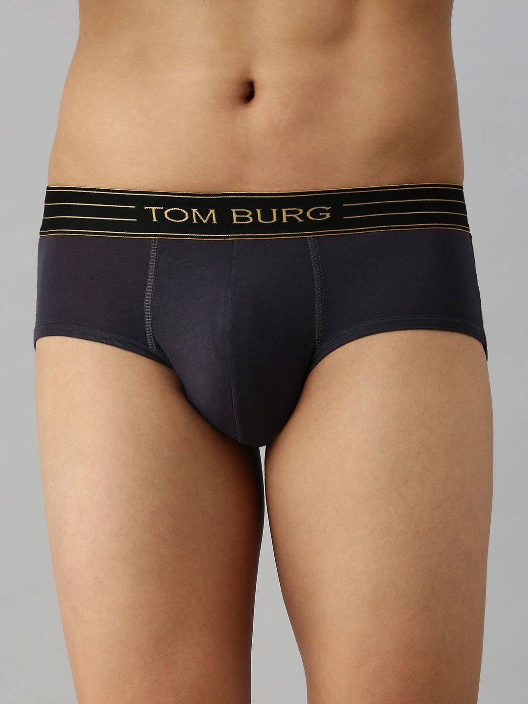 tom burg men navy blue solid basic briefs 3014