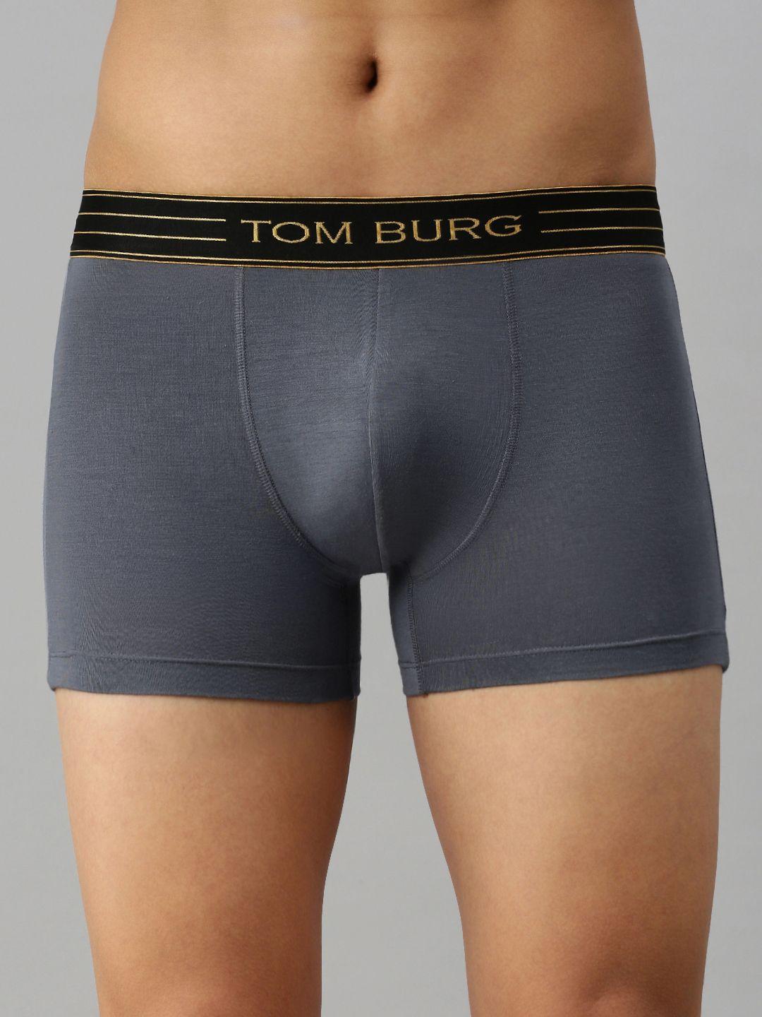 tom burg men navy blue solid trunks 3039