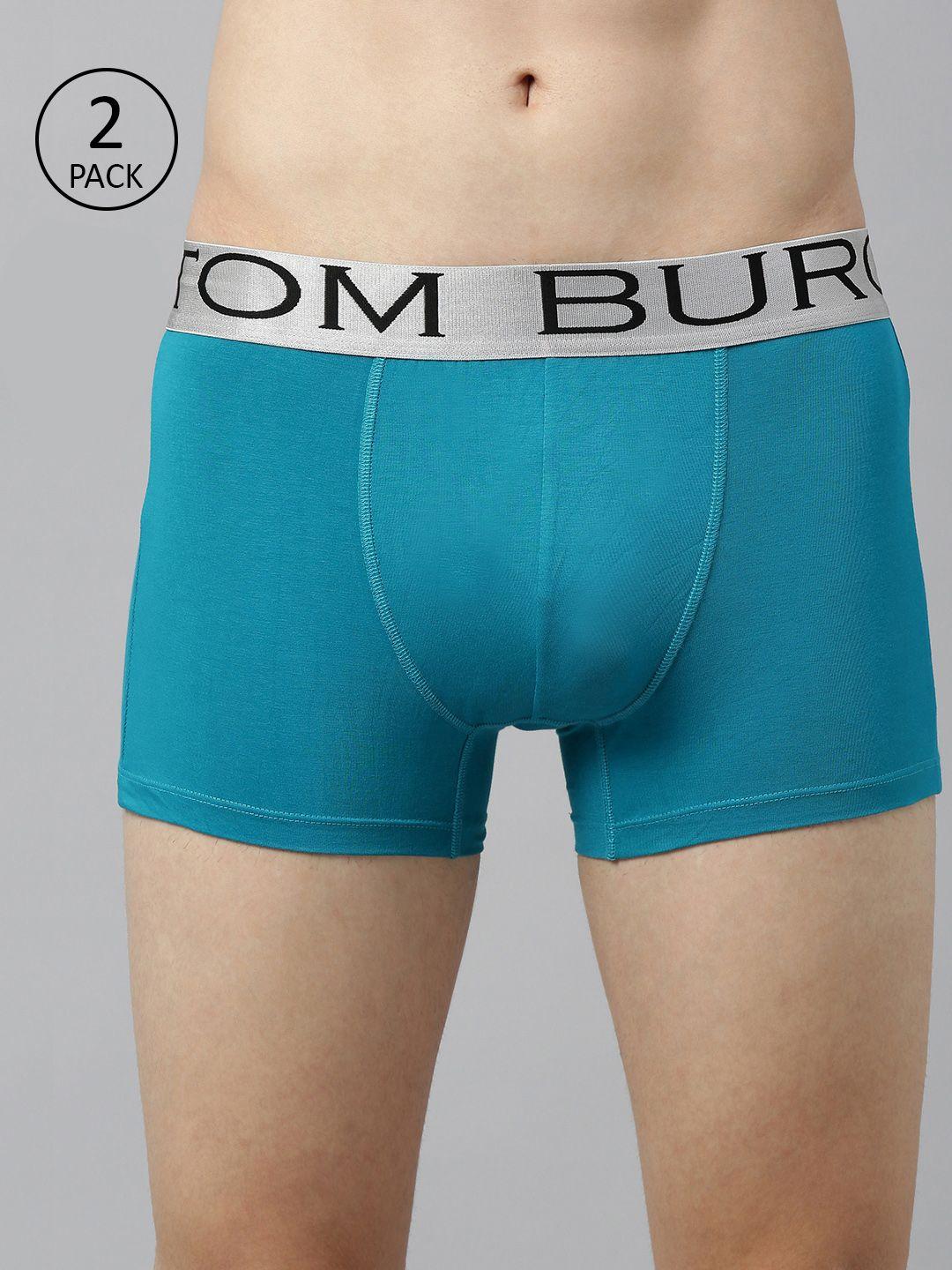 tom burg men pack of 2 blue solid classic trunks