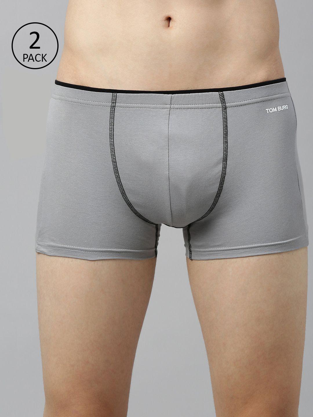 tom burg men pack of 2 grey solid trunks