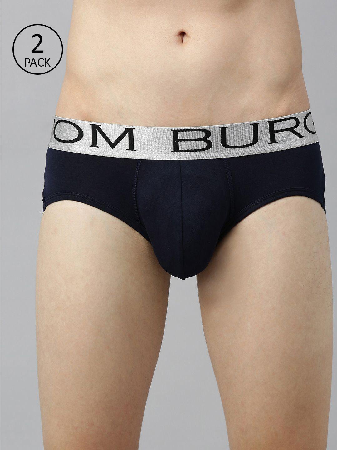 tom burg men pack of 2 navy blue solid briefs 107