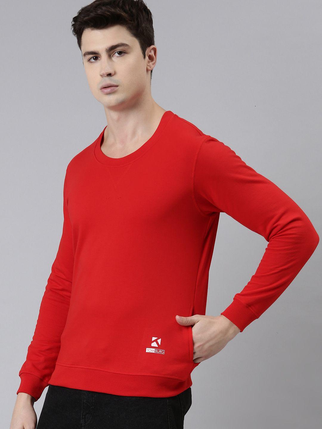 tom burg men red fleece sweatshirt