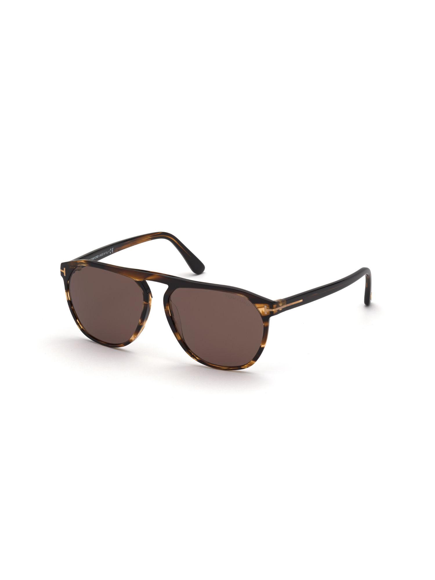 tom ford ft08355856e round uv protected sunglasses for men brown (58)