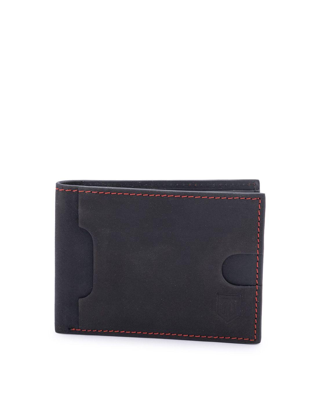 tom lang london men black leather two fold wallet