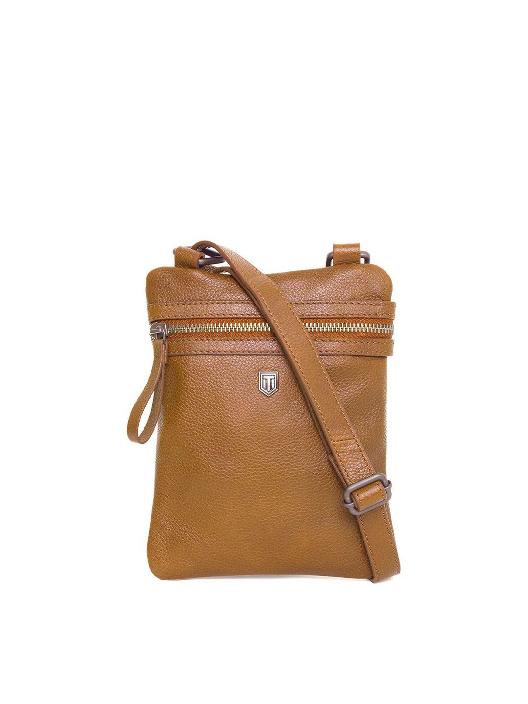 tom lang london tan solid crossbody leather messenger bag