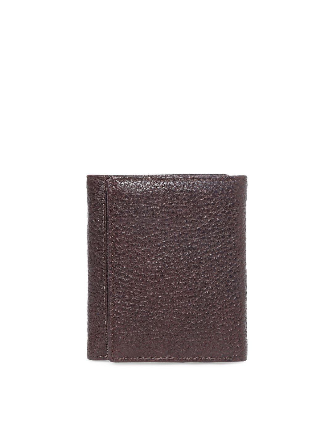 tom lang london unisex brown textured leather three fold wallet