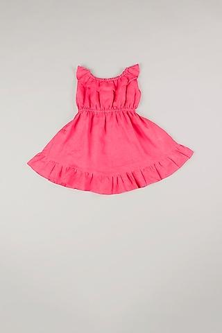 tomato red frilled dress for girls