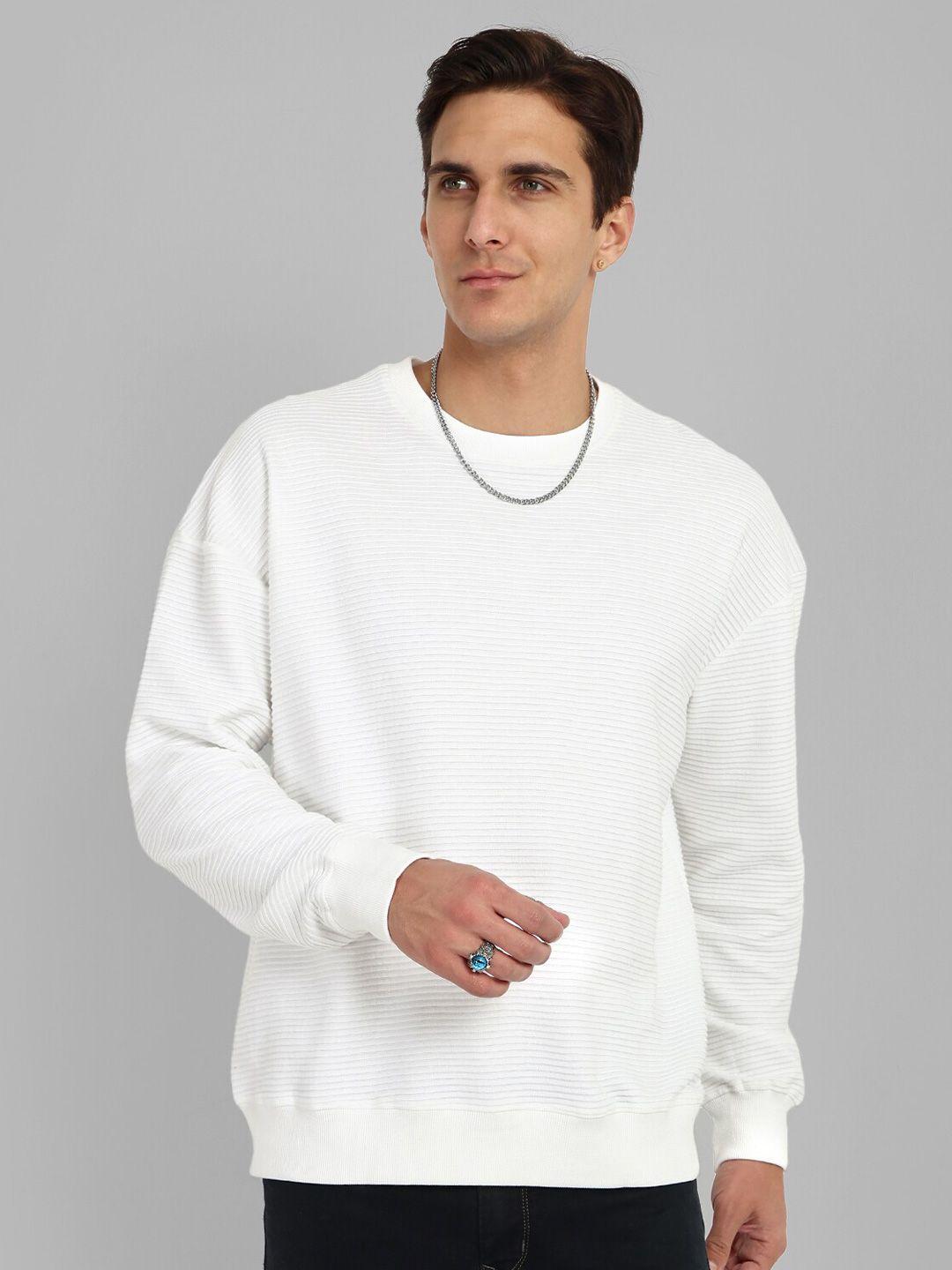 tomhiddle self design drop shoulder sleeves oversized pullover sweatshirt