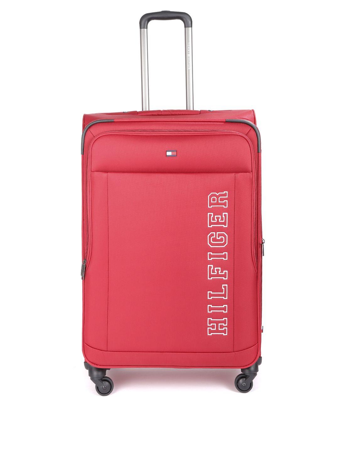 tommy hilfiger  red soft luggage 4-wheel 360-degree rotation large trolley suitcase
