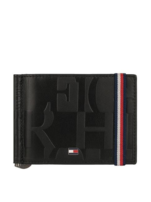 tommy hilfiger black casual leather money clip wallet for men
